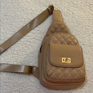 Quilted Tan Crossbody Bag